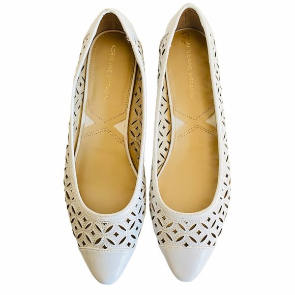 Adrienne Vittadini Leather Cut Out Ballet Flats Sz 10​ - Picture 2 of 12